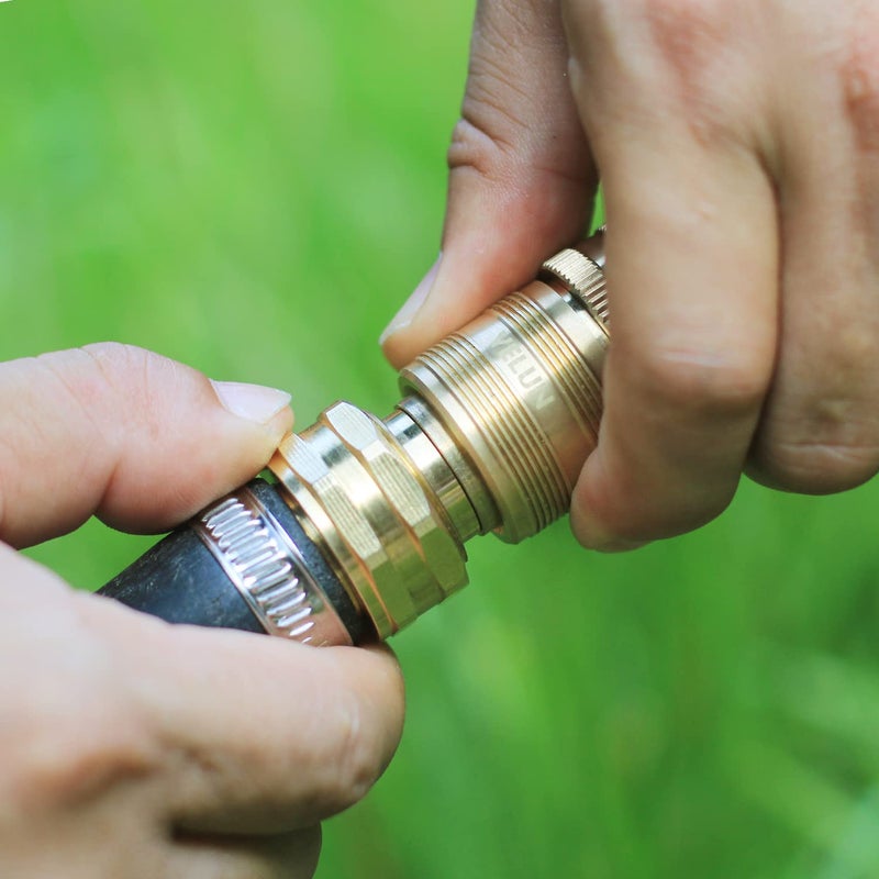YELUN Garden Hose Quick Connect Solid Brass 3/4 inch GHT Internal Thread Quick Connector Fittings No-Leak Water Hose Female and Male product adapters (4 SETS) - Image 4